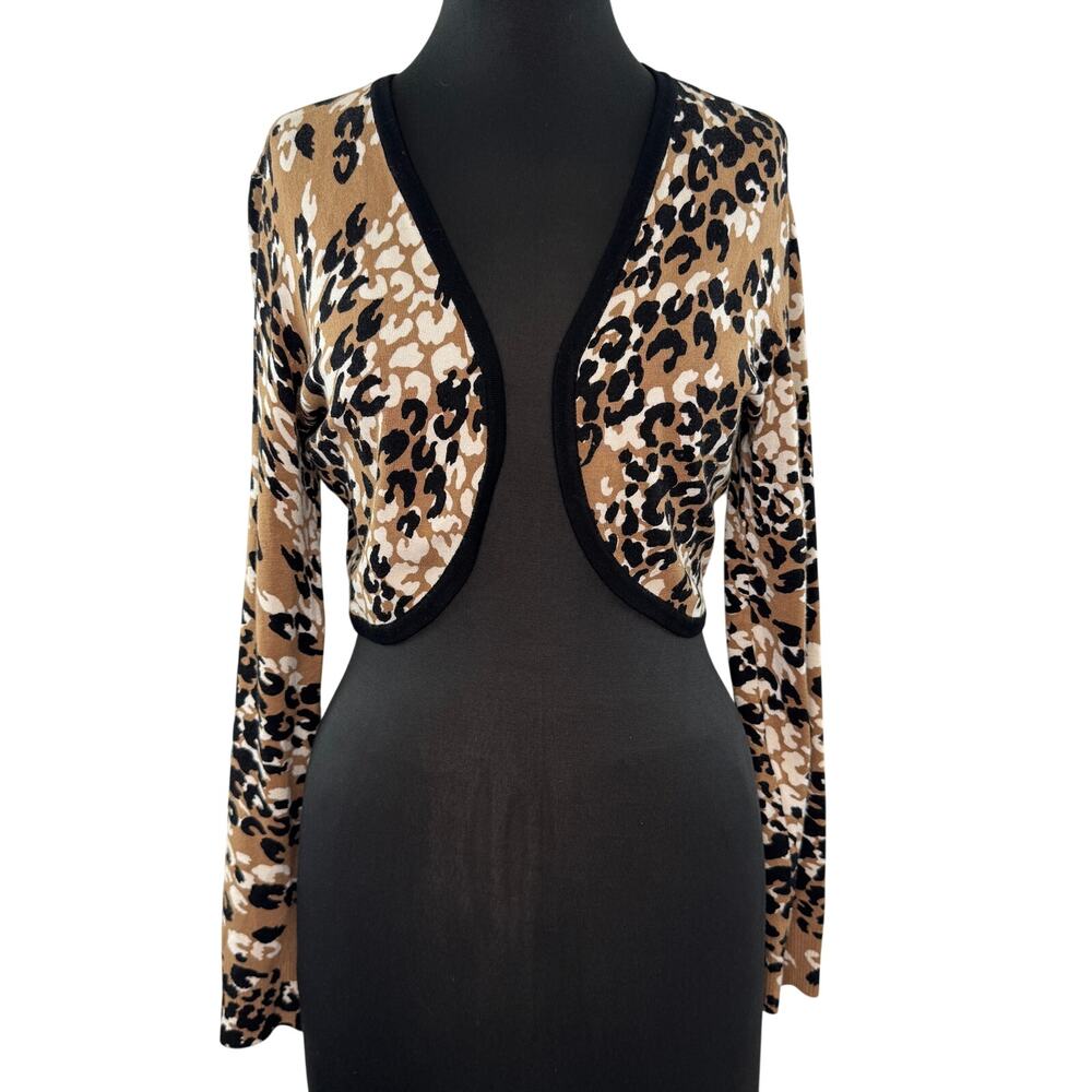 Vintage Y2K 90's 00s CACHE Crop Bolero Cardigan Shrug Leopard Casual M Medium